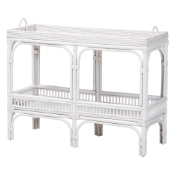bali & pari Lombok Natural Rattan Console Table - Handwoven Wicker 2-Tier Accent Table with Raised Tray Top for Living Room or Entryway, White